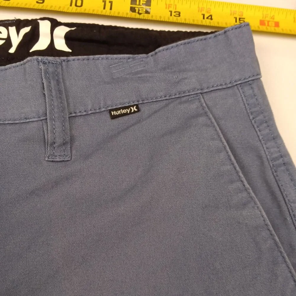 Hurley Mens Size 32 Slate Blue Chino Walk Shorts Flat Front Surf Casual